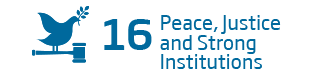 An image of the 16th Sustainability Goal, 'Peace Justice and strong Institutions'