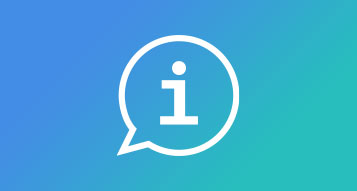 A blue to aqua coloured gradient rectangle image with an icon of a speech bubble with the letter 'i' inside, so signify 'information'.